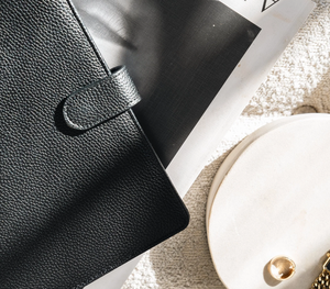 Custom Luxury PU Leather <b>A5</b> Book <b>Binder</b> 6 Gold <b>Ring</b> Loose Leaf Journal Planner Wallet With Pen Holder - Product Image 6