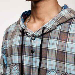 QUICKSHOW Stock Pocket Plaid Overshirt <span class=keywords><strong>giacca</strong></span> cappuccio pesante da uomo <span class=keywords><strong>oversize</strong></span> manica lunga <span class=keywords><strong>giacca</strong></span> autunnale da uomo - Product Image 4