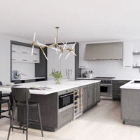 Vermonhouzz - Armoire de cuisine moderne avec grand espace de rangement, taille personnalisable, armoire de cuisine bicolore, îlot de cuisine