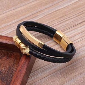 Punk Style Unisex Skull Multi-Layer Braided <b>Bracelet</b> Stainless Steel Magnetic Clasp Vintage Fashion Jewelry Charm Bangles Gift - Product Image 4