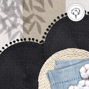 Sets de table modernes en coton brodé avec des animaux de la ferme, pour enfants, brun, tissés, peints, réutilisables, décoratifs pour mariage, en polyester, papier, 60x60cm - Product Image 3