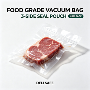 Sac sous vide de qualité alimentaire, pochette à trois soudures latérales en LDPE, sac d'emballage thermosoudable pour la conservation de la viande, du jambon, des sushis et des aliments - Product Image 1