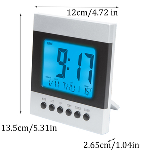 <span class=keywords><strong>Horloge</strong></span> numérique électronique la plus vendue, affichage de l'heure mondiale, de la température, multilingue, rétroéclairage, fonction snooze pour la chambre à coucher, le bureau - Product Image 5