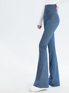 กางเกงยีนส์สำหรับผู้หญิงกางเกงรัดรูปเอวสูงเอวสูงยกสะโพกกางเกงโยคะขาบาน - Product Image 2