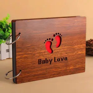 עץ כיסוי אלבומים בעבודת יד Loose עלים להדביק אלבום תמונות אישית תינוק אוהבי אלבום תמונות רעיונות אדם ילדי מתנה