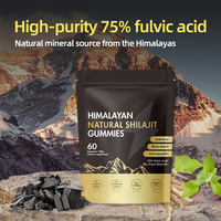 Gummies de Shilajit Naturel de l'Himalaya 3000mg 75% Acide Fulvique 85+ Oligo-éléments 60 Sans Gélatine Antioxydant Énergisant Alimentaire pour Adultes
