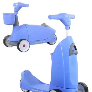 Childrens 2 In 1 Scooter 3 Wheel Ride On Toy Car With Basket For Toddlers 2 4 Years Old Blue - Product Image 1