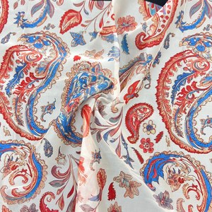 Fábrica personalizada 100% poliéster brillante Organza satén tela Paisley estampado brillo seda acabado para ropa de dormir cortinas niñas - Product Image 1
