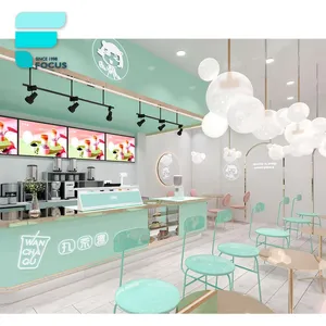 畅销冰淇淋内部果汁食品亭家具糖果装饰店Fitout小型奶茶店设计