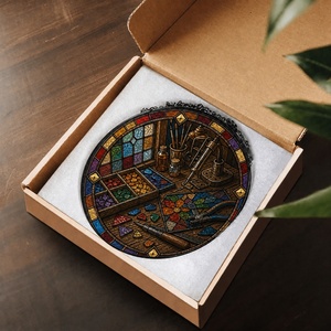 Attrape-soleil en vitrail, panneau de fenêtre pour atelier de création, décoration suspendue, ornement artistique en verre arc-en-ciel - Product Image 6