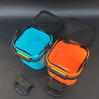 Seau à appâts pliable en EVA avec couvercle, conteneur portable pour appâts vivants, rangement pliable pour poissons pour la pêche en plein air