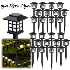 Lampes solaires LED d'extérieur pour jardin, IP44 étanches, éclairage paysager pour allée, blanc chaud, pour cour, allée, pelouse, lot de 6/12/24 - Product Image 1