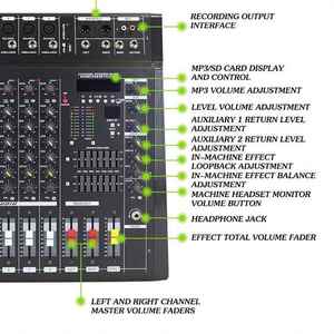 Cooyink Chuyên Nghiệp 8-Kênh 350W Âm Thanh Giao Diện Điều Khiển Mixer Khuếch Đại 16dsp USB Powered DJ Bộ Điều Khiển Vật Liệu Kim Loại MP3 Các Tính năng - Product Image 6