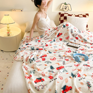 Large Christmas Flannel Blanket Super Soft Luxury Fur <strong>Throw</strong> in <strong>Red</strong> Coral Lightweight Bed <strong>Throw</strong> - Product Image 5