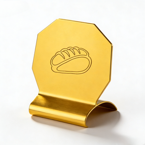 Custom-Made Brass-Colored Etched <b>Table</b> Number Sign - Hotel Restaurant Reservation Display Signage - Product Image 3