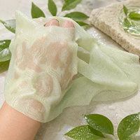 Masque facial en tissu vert Y211 en fibre végétale colorée biodégradable à la chlorophylle de velours de mûrier pour soins de la peau