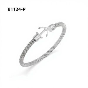 เอมี่ เอมี่ แฟชั่น แบงเกิล B1124 สร้อยข้อมือดีไซน์รูปสมอชุบเงินสำหรับผู้หญิง ของขวัญเครื่องประดับสร้อยข้อมือคลาสสิก - Product Image 1