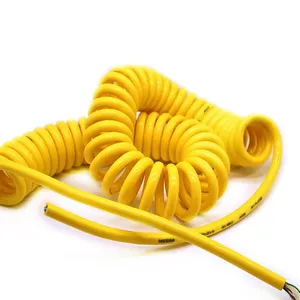 High wear resistance PUR jacket electrical spring spiral coiled wire cable for tower system