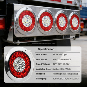 Eliteson Kit 16 Luci LED Rosse di Stop, Direzione e Retromarcia, Luci Bianche di Retromarcia, Fari Posteriori Rotondi da 4 Pollici per Rimorchi, Camion, Barche e Camper - Product Image 2