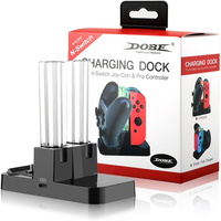 4 in 1 untuk NS Nintend saklar Joy-Con & Pro pengontrol dengan lampu LED ganda indikator Gamepad pengisian Dock dudukan pengisi daya