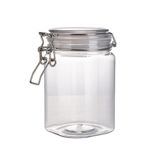 Pot en plastique PET transparent à large ouverture de 800 ml avec fermeture hermétique sans BPA pour le stockage des aliments secs - Product Image 5
