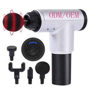 Pistola de masaje muscular de percusión de tejido profundo, accesorio de 4 cabezales, recargable rápido, pistola de masaje de vibración corporal - Product Image 1