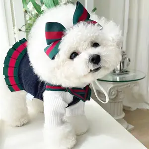 Autumn winter new designer elegant small dogs and cats cute bow pet skirt dog clothes dress Pet dress