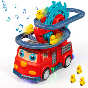 Juguete de Tren Eléctrico de Alta Calidad en Oferta, con Música y Luces para Niños, Juego de Toboganes de Plástico Resistente, Pato y Camión de Bomberos - Product Image 1