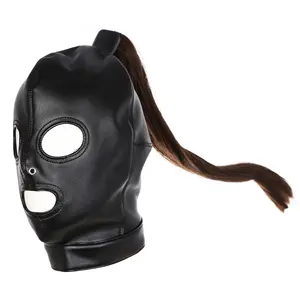 High quality leather hood mask fetish mask bondage hood sexy fetish latex hood rubber mask