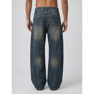 Jeans de Pierna Ancha para Hombre FOXA, Mezclilla de Peso Medio, Costura Trenzada, Corte Relajado, Estilo Casual Urbano - Product Image 5