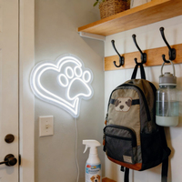 Neonawall Enseigne néon LED à intensité variable, alimentée par USB, motif Cœur et Empreinte de Patte, pour Magasin d'Animaux, Café Chats et Chiens, Décoration Murale Multi-positions, Bar, Salle de Sport, Bureau, Fête