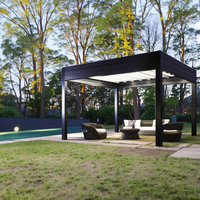 Pergola bioclimatique électrique moderne de haute qualité, imperméable, en aluminium, pour jardin extérieur, pavillon à lames orientables, pression naturelle