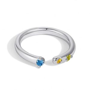 Dylam Adjustable 925 Sterling <b>Silver</b> Statement <b>Rings</b> with Colorful Stone Personalized Letter <b>Stacking</b> <b>Ring</b> for Women Girls - Product Image 1
