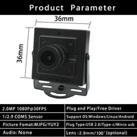 Mini Cámara Web USB de 36*36MM, 1080p Full HD, 30fps, CMOS, Gran Angular de 100 Grados, para Cajeros Automáticos y Pruebas Industriales