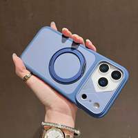 Coque de téléphone magnétique givrée avec béquille intégrée et anneau métallique, antichute, coque rigide pour iPhone