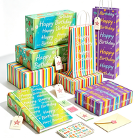 Papier d'emballage recyclable métallisé personnalisé avec lettres colorées et audacieuses « Joyeux Anniversaire », fond multicolore vibrant imprimé, en vrac, pour cadeaux