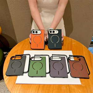 เคสโทรศัพท์มือถือแบบพับได้แม่เหล็กหนังกันกระแทก รุ่น 2026 สำหรับ iPhone 18 Duo fold ลายเส้นฝ้า พร้อมกรอบแม่เหล็กป้องกันหน้าจอ ฝาหลัง PC - Product Image 3