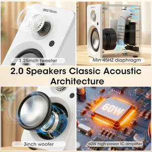Altavoz de Estantería Activo de Dos Vías Bestisan de 3 Pulgadas, Sistema de Audio Estéreo Bluetooth para el Hogar, Color Blanco - Product Image 2