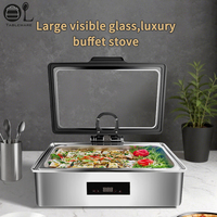 Desain Baru Pemanas Makanan Buffet Listrik Stainless Steel Layar Sentuh Kapasitas 6L/9L Modern Mewah Perak+Hitam