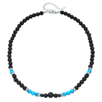 Collier tendance pour homme en turquoise, style hip-hop, artisanal, perles irrégulières, idéal pour un cadeau - Vente en gros JD GEMS