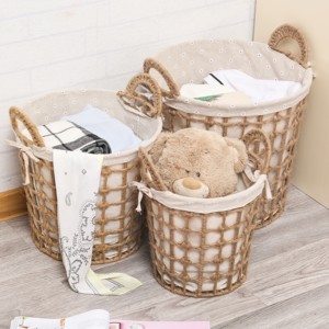 Offres Spéciales Nouveau Design Grand <span class=keywords><strong>Panier</strong></span> à <span class=keywords><strong>Linge</strong></span> Rond en <span class=keywords><strong>Rotin</strong></span> Tissé à la Main Ensemble de 3 <span class=keywords><strong>Panier</strong></span> Tissé avec Poignée - Product Image 2