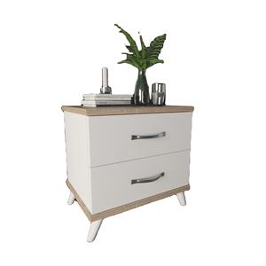 Table de chevet moderne blanche à 2 tiroirs avec charge sans fil, fonctionnalités intelligentes, table de chevet minimaliste de luxe pour la décoration de la chambre à coucher - Product Image 5