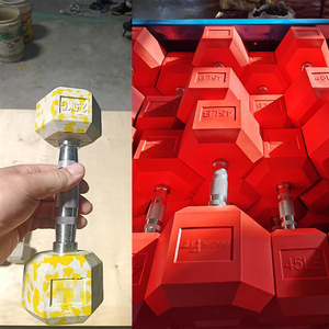 Haltère hexagonale noire en gros enduit Fitness Haltère hexagonale en caoutchouc avec logo personnalisé - Product Image 2