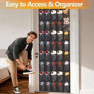 40 Large Mesh Pockets Over Door <b>Shoe</b> Organizer With Metal Hooks for Closet Entryway Bedroom Dorm <b>Storage</b> Organizer - Product Image 3