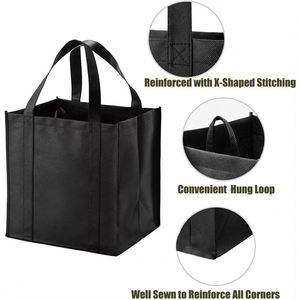 Sacs d'épicerie pliables avec logo personnalisé, poignée renforcée, sacs de courses robustes avec fond en plastique épais pour le stockage en supermarché - Product Image 3