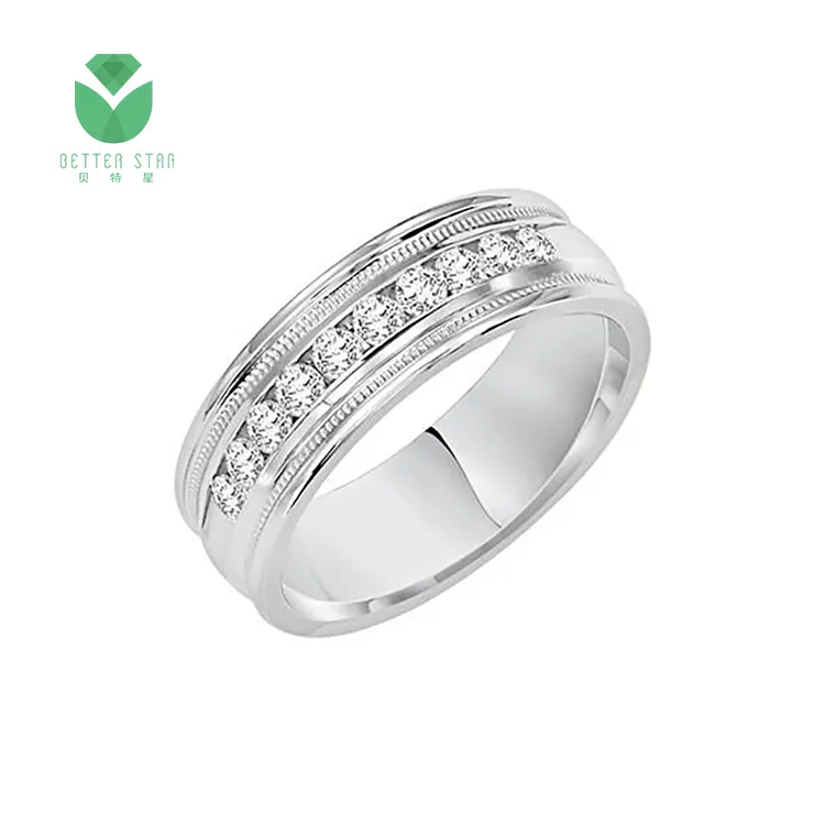 Идеальный проложить кольцо с бриллиантом дизайн человек из белого золота 18 карат алмазов картина полный выращенные лабораторно Алмазы Обручальное кольцо Установка сделанная в Китае