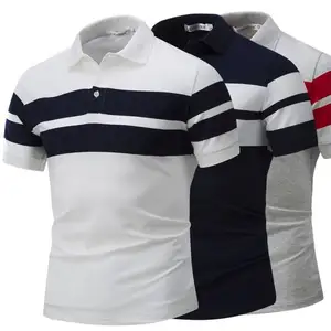 Grosir musim panas t shirt-Summertime Casual Wear Stripe T Shirt Polo Men'S T-Shirt Men T Shirt Leisure T-Shirt