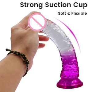 Dildo en gelée à <span class=keywords><strong>ventouse</strong></span> longue et large, à dégradé de couleurs, bon marché, manuel - Product Image 3