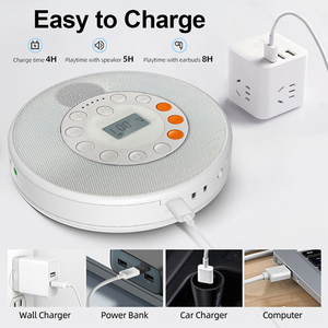 Lecteur de CD portable avec haut-parleur intégré, fonction d'enregistrement USB, charge de type C, écran LCD, pour l'étude, le bureau à domicile, les amateurs de musique - Product Image 4