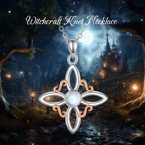 Collar con Colgante <span class=keywords><strong>de</strong></span> Nudo Mágico <span class=keywords><strong>de</strong></span> Piedra Lunar Merryshine, Baphomet, Brujería Pagana, <span class=keywords><strong>Buena</strong></span> <span class=keywords><strong>Suerte</strong></span>, Símbolo Wiccano Irlandés, Nudo <span class=keywords><strong>de</strong></span> <span class=keywords><strong>Brujas</strong></span> - Product Image 5